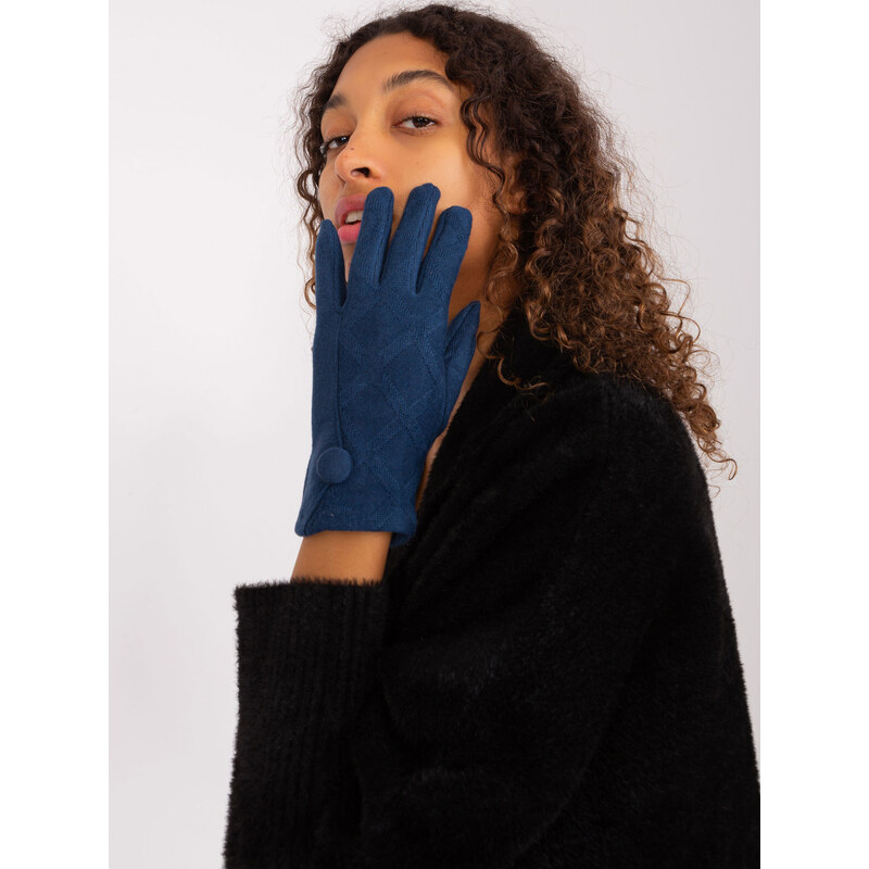 ITALY MODA Tmavomodré rukavice s ozdobným gombíkom -AT-RK-239501.10 57954449