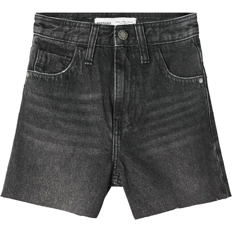 Bershka Džínsy čierny denim / strieborná 65881696