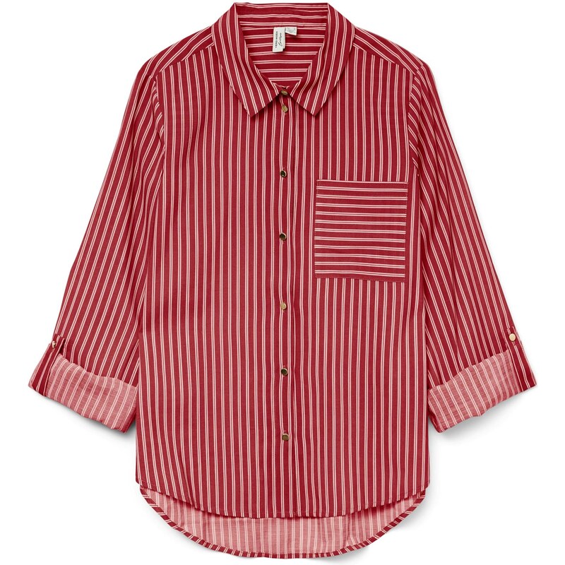 VERO MODA Blúzka VMFANNIE tmavočervená / biela 65882297