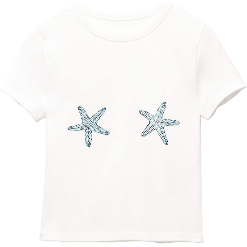 Pull&Bear Tričko ESTRELLAS MERMAID nebesky modrá / biela 65882307