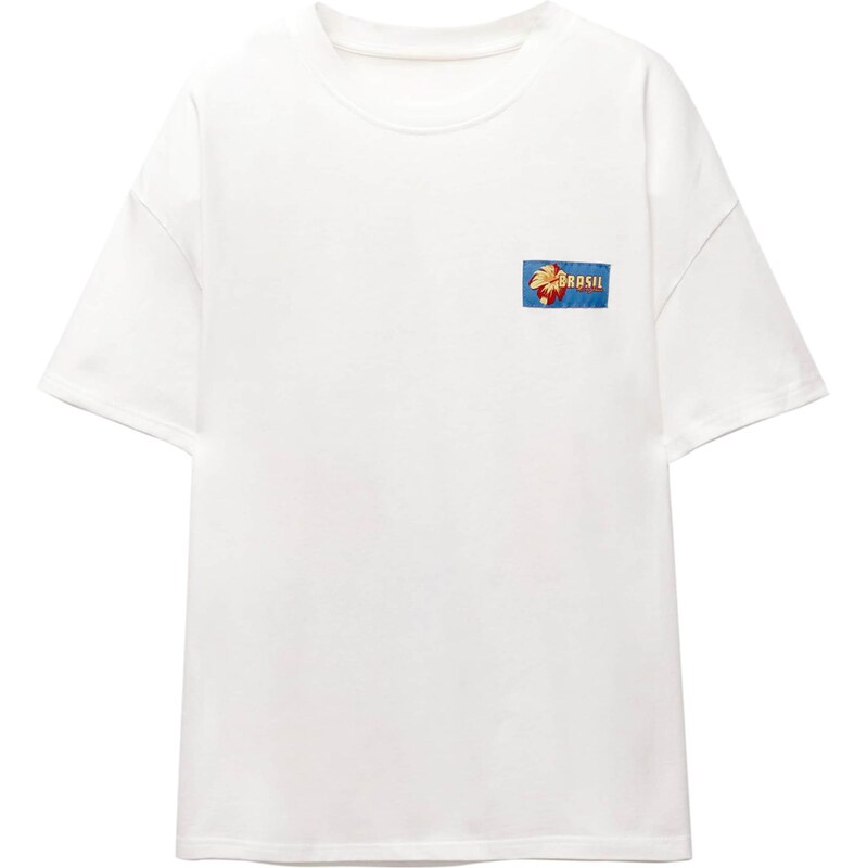 Pull&Bear Tričko BRAZIL azúrová / svetložltá / červená / biela 65882311