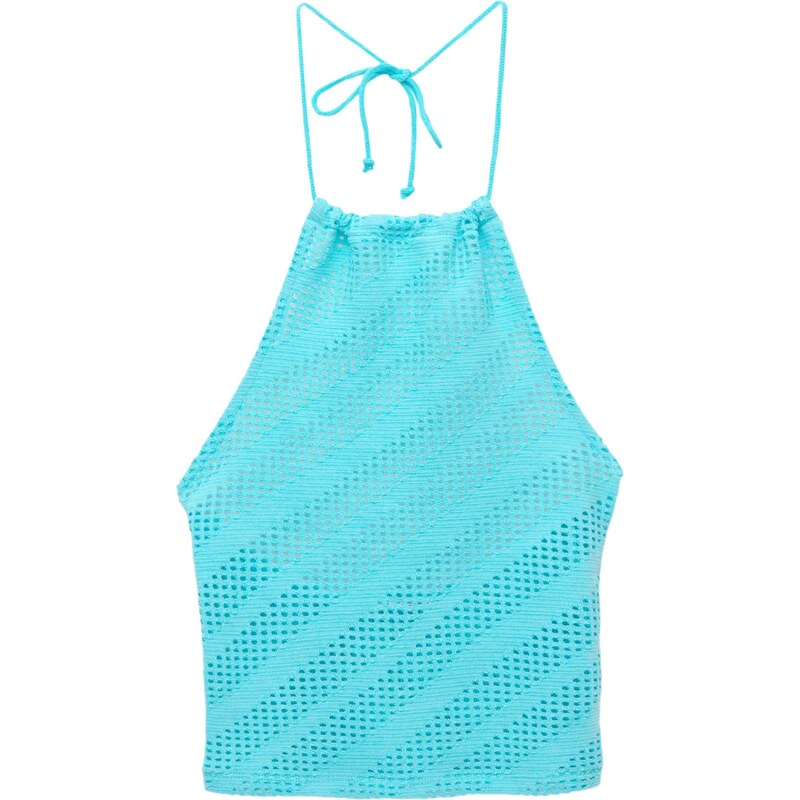 Pull&Bear Vyšívaný top tyrkysová 65882461