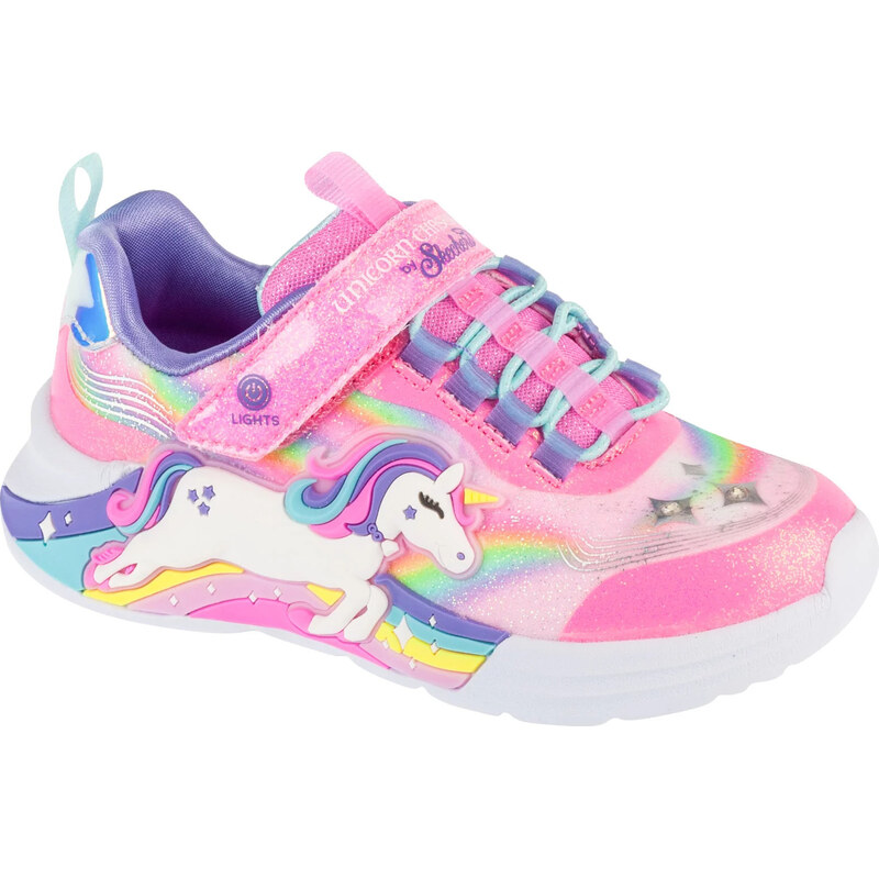 Ružové dievčenské svietiace tenisky Skechers Unicorn Chaser 302298L 64262476