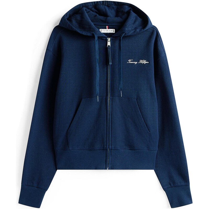 TOMMY HILFIGER Tepláková bunda tmavomodrá / biela 64488299