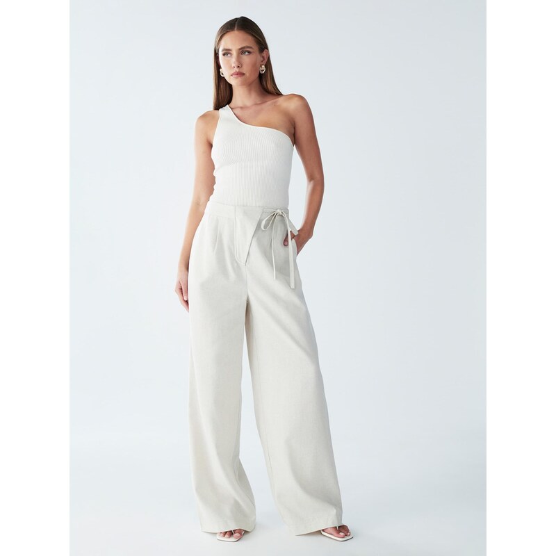 Willa Plisované nohavice Glen slonová kosť 64265493