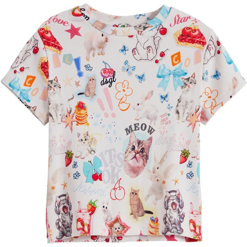 Desigual Tričko svetlomodrá / oranžová / červená / biela 64390140