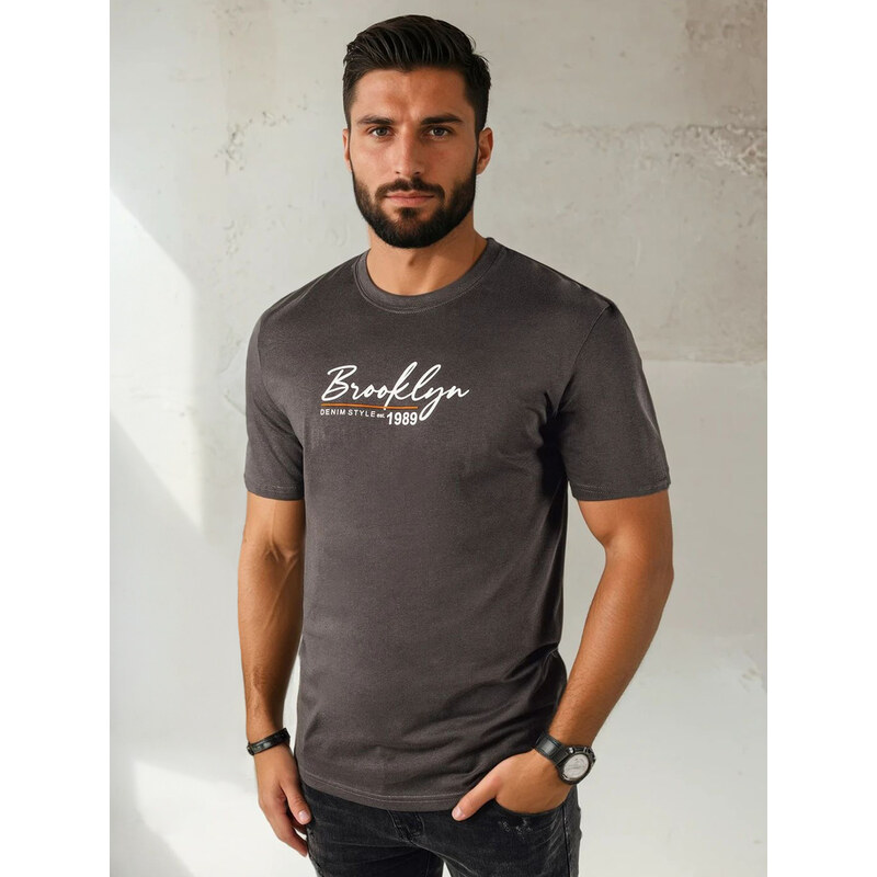 BASIC Tmavosivé tričko s nápisom BROOKLYN RX5404 50296838