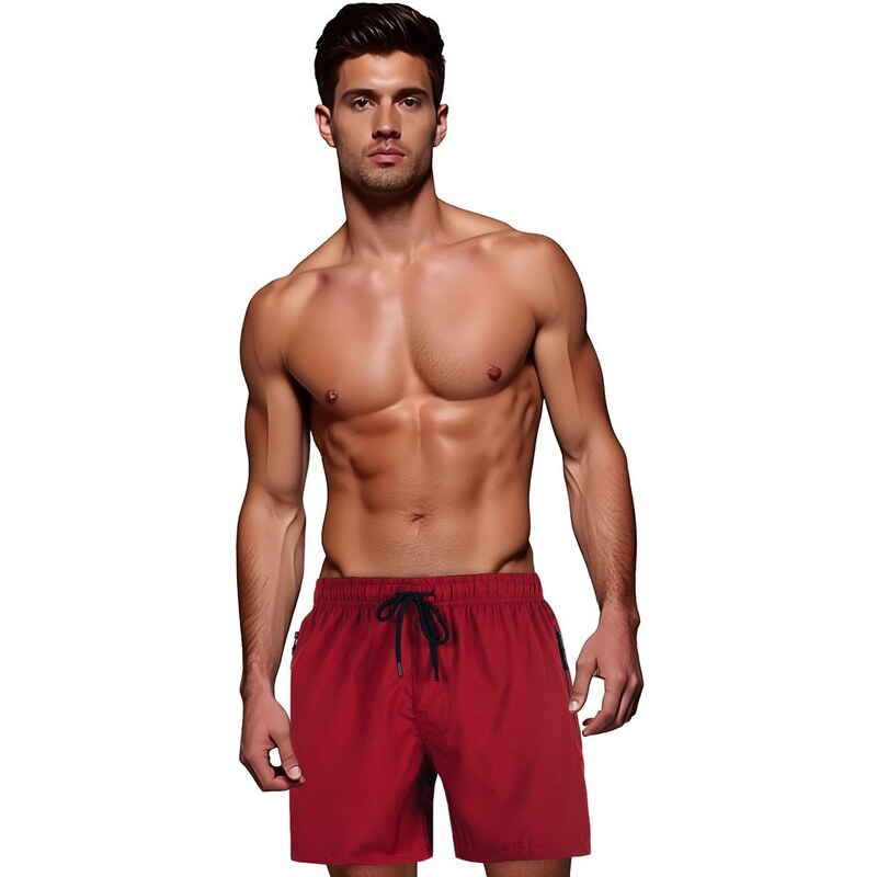 Dstreet Bordové pánske plavky s vreckami na zips 64281729