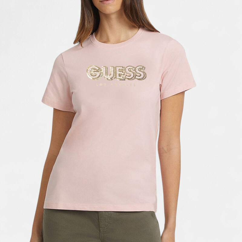 Světle růžové triko Guess 56271