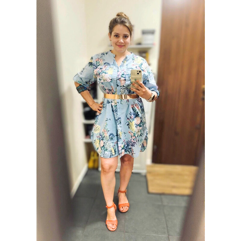 Dlhá kvetovaná blúzka s nastaviteľnými rukávmi rôzne farby - 54605601