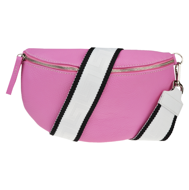 Ružová kožená talianska crossbody kabelka Reni Grande Flamingo s 64287097