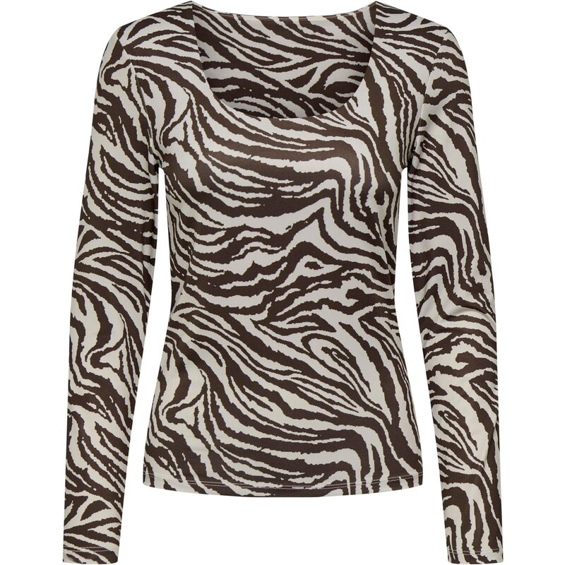 ONLY Tričko ONLLone tmavohnedá / šedobiela 63154057