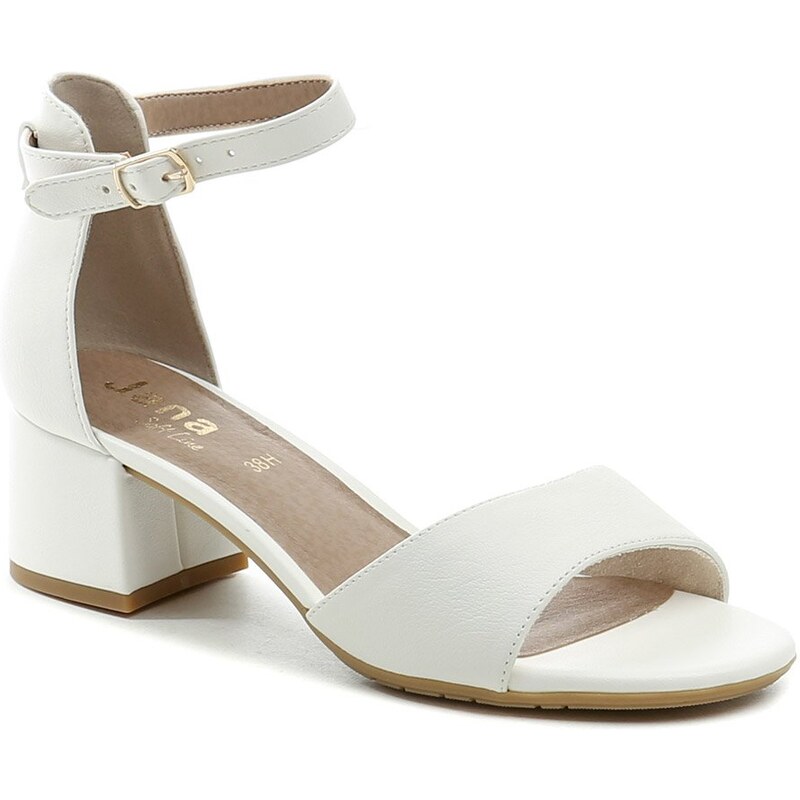 Jana 8-28361-42 biele dámske sandále na podpätku šírka H 64289267