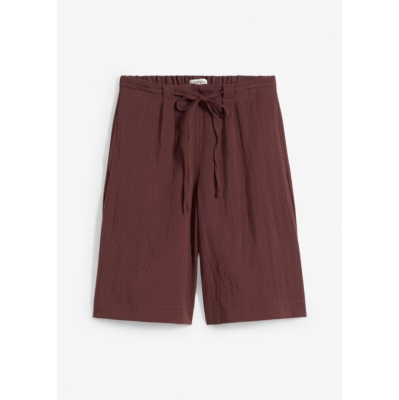 bonprix Bermudy z padavého viskózového mixu, farba hnedá 64289674
