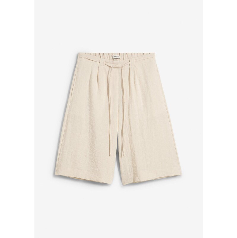 bonprix Bermudy z padavého viskózového mixu, farba béžová 64289675
