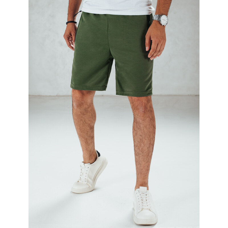 BASIC Tmavozelené pánske teplákové kraťase s vreckami na zips SX2473 64289772