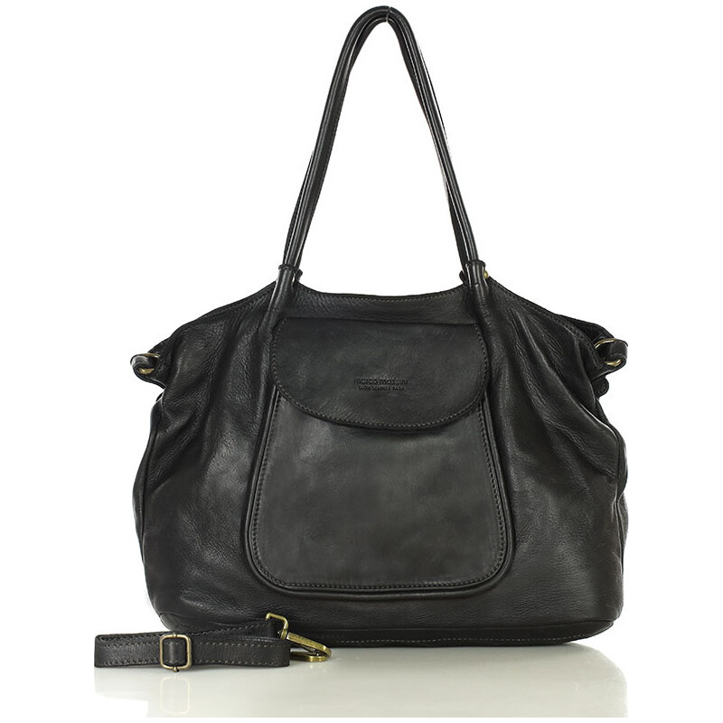 MARCO MAZZINI Dámska kožená shopper bag - čierna (v86e) 20578310