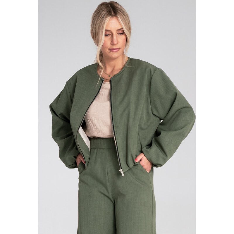 FIGL Olivovo zelená ľahká dámska krátka bombera M1198 Green 66149894