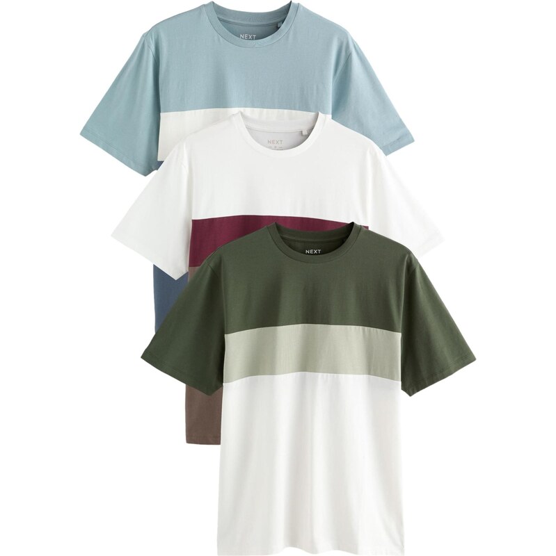 Next Tričko modrosivá / hnedá / kaki / biela 64293940