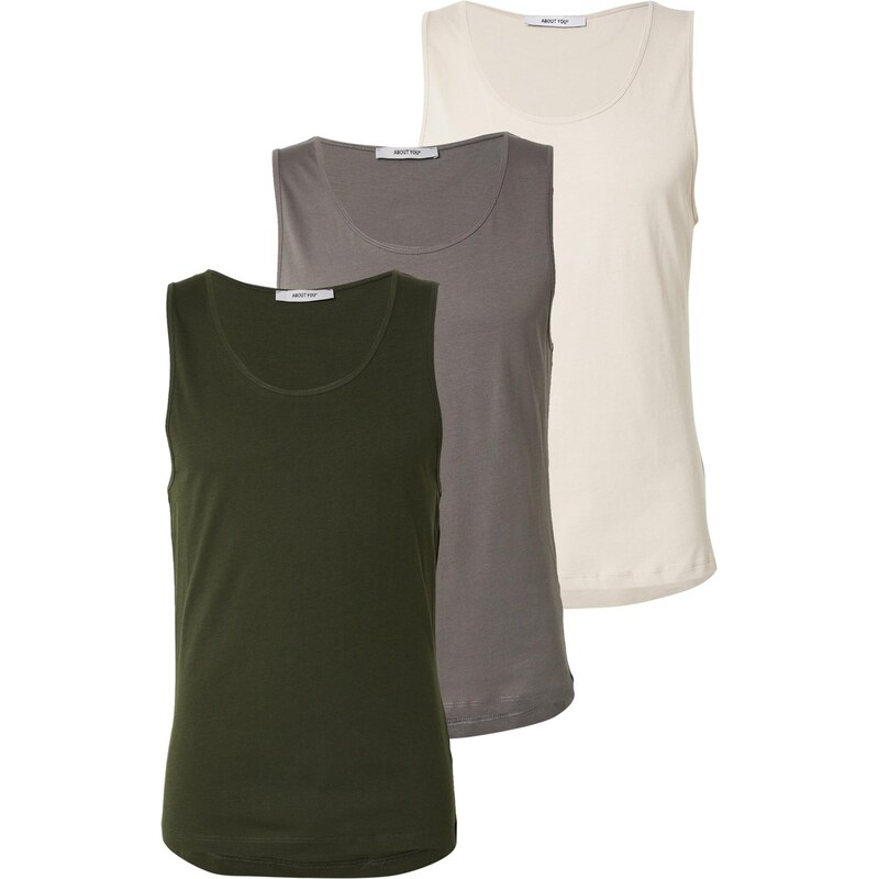 ABOUT YOU Tričko Curt svetlobéžová / farby bahna / tmavozelená 64295101