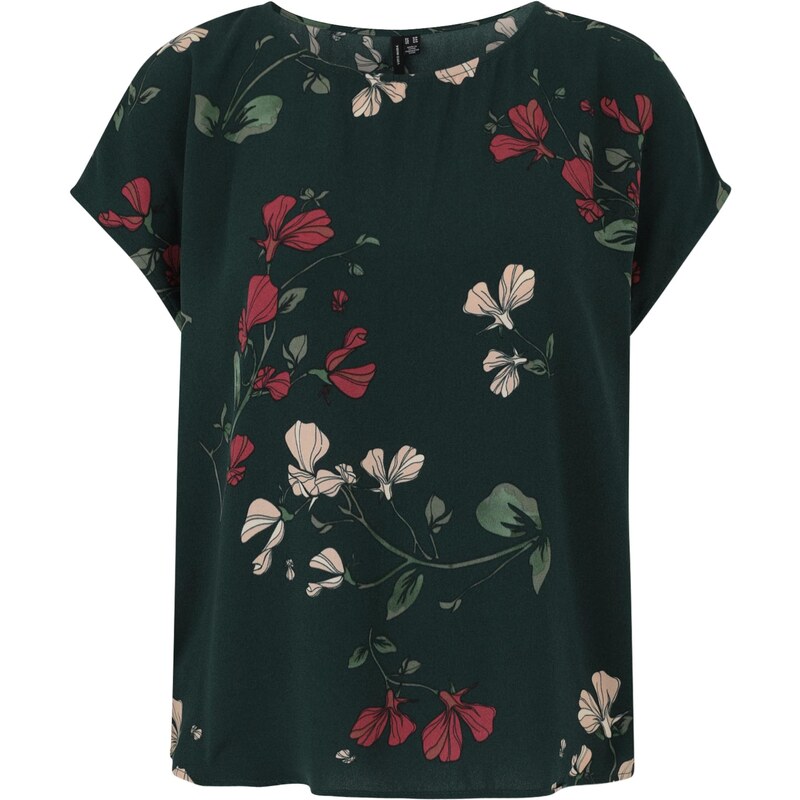 Vero Moda Petite Blúzka VMNEWHALLIE krémová / olivová / jedľová / 65882725