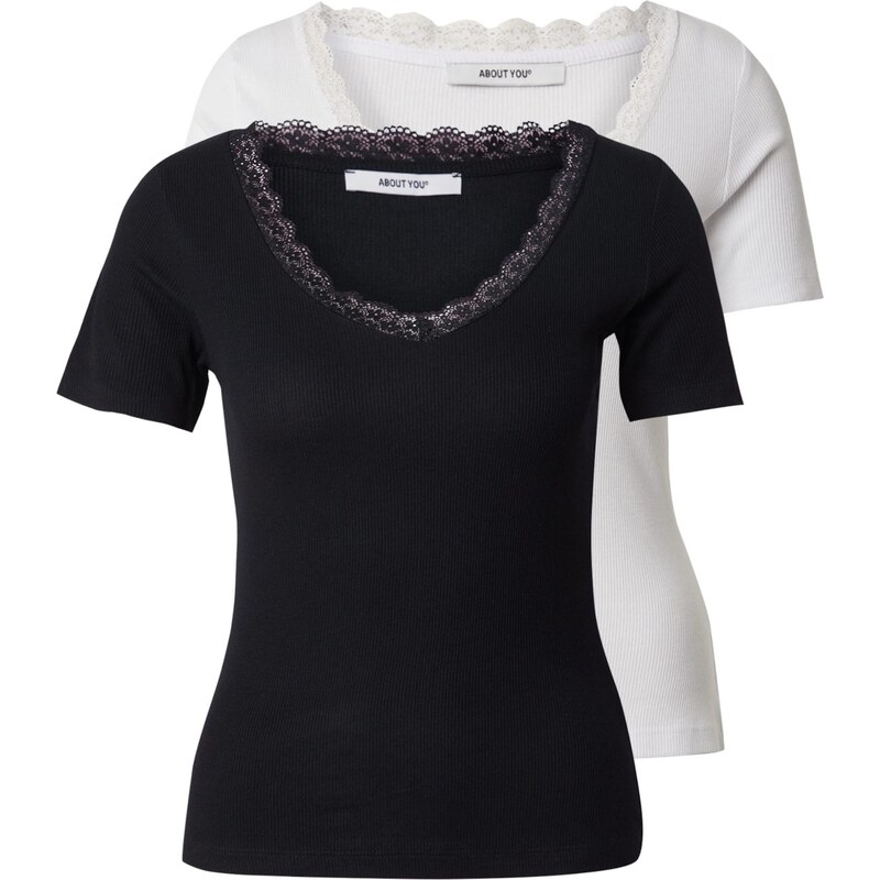 ABOUT YOU Tričko Julia čierna / biela 65882738