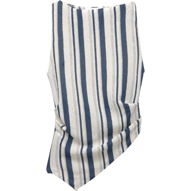 Pull&Bear Vyšívaný top zafírová / svetlosivá / biela 65882736