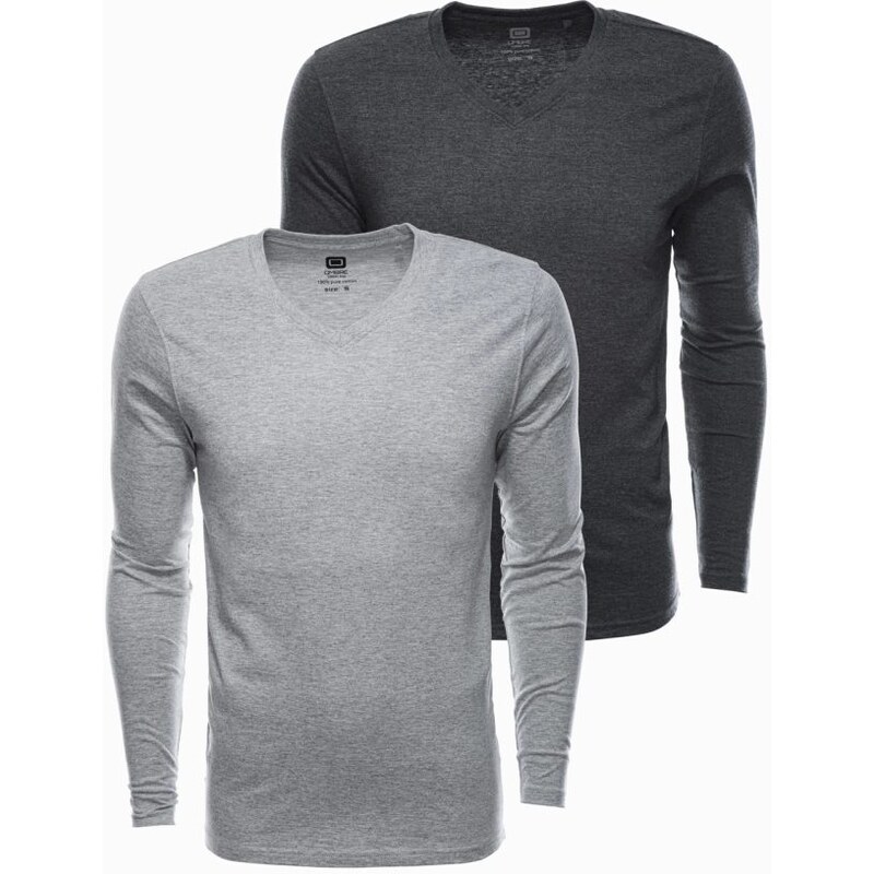 Ombre Clothing Dvojbalenie tričiek s dlhým rukávom a V výstrihom Z41 64333682