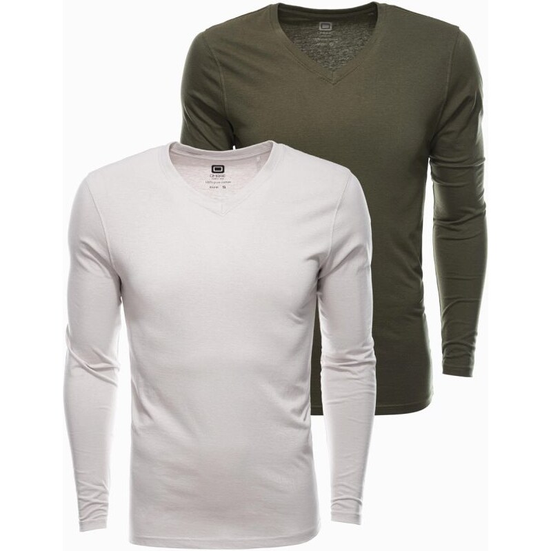 Ombre Clothing Dvojbalenie tričiek s dlhým rukávom a V výstrihom Z41 64333686