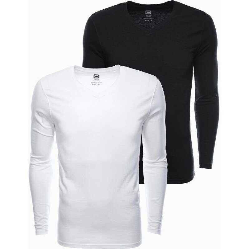 Ombre Clothing Dvojbalenie tričiek s dlhým rukávom a V výstrihom Z41 64333684