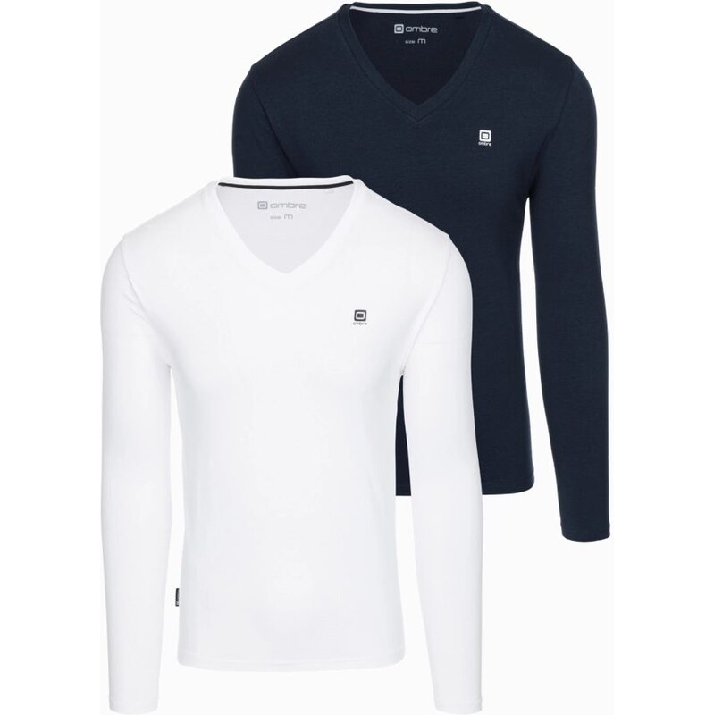 Ombre Clothing Dvojbalenie tričiek s dlhým rukávom a s logom Z87-V1 64333691