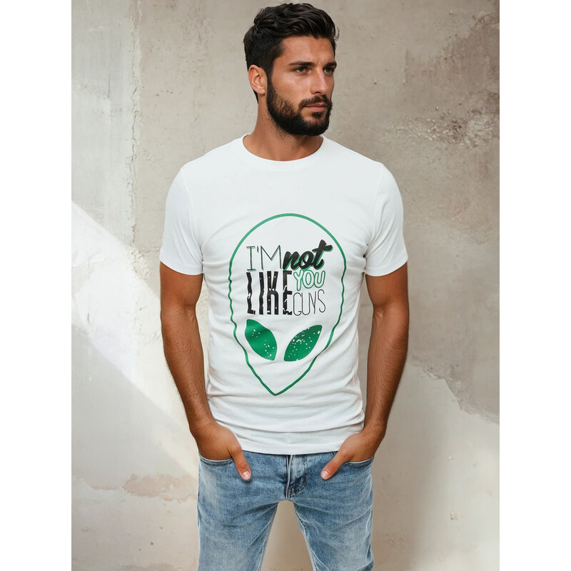 BASIC Pánske biele tričko s potlačou RX4154 17171992