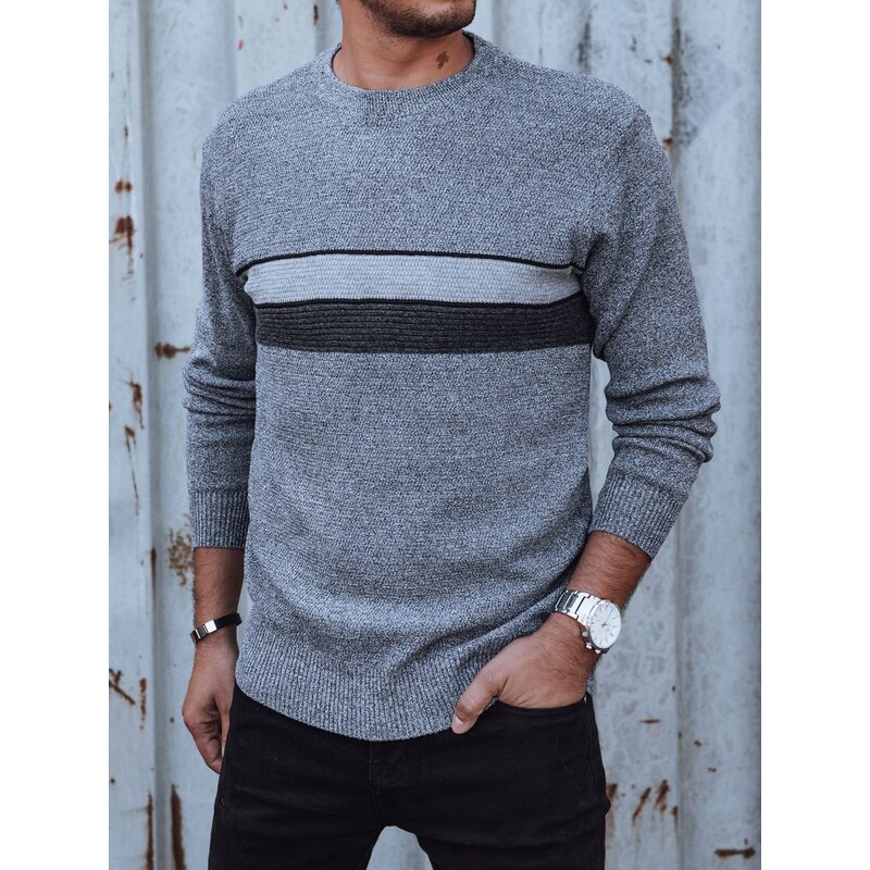 Dstreet Moderný sivý pánsky sveter 64343171