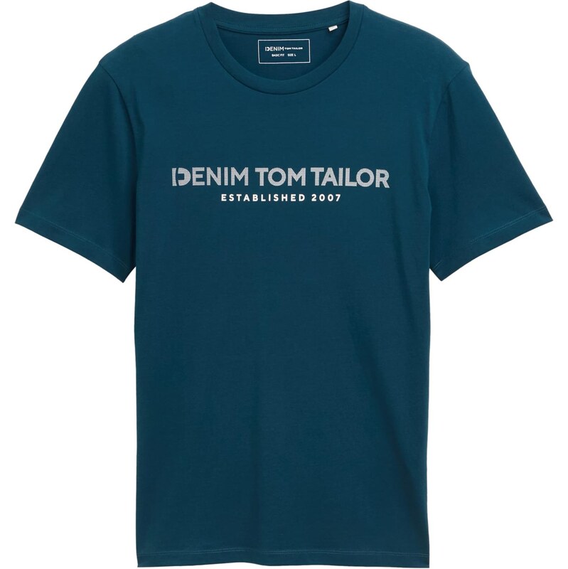 TOM TAILOR DENIM Tričko petrolejová / biela 64356677