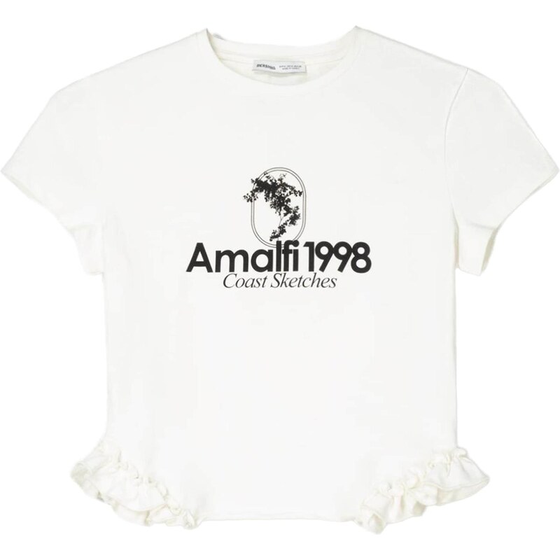 Bershka Tričko čierna / šedobiela 65877968