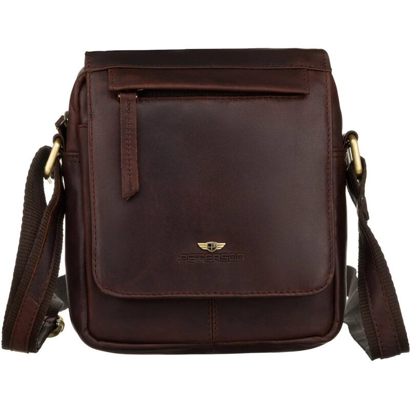 Módna pánska kožená crossbody taška Peterson Sachir, hnedá 64832816