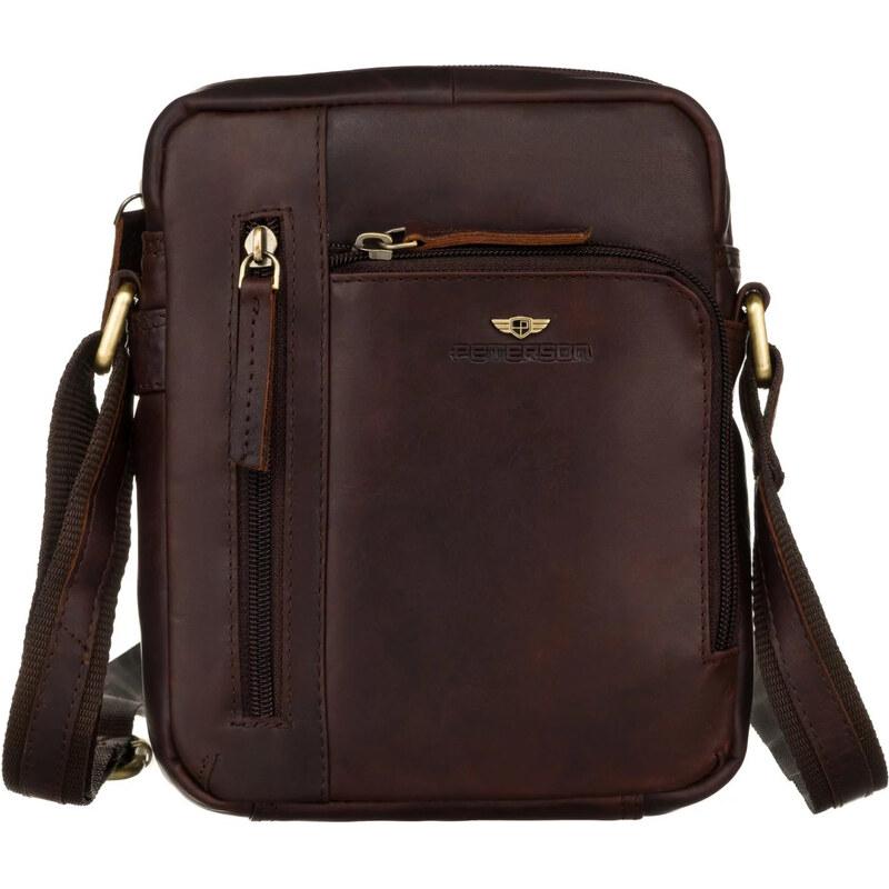 Pánska kožená crossbody taška hnedá - Peterson Ridas hnedá 66131248