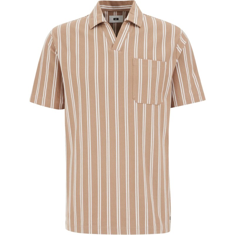 WE Fashion Tričko béžová / biela 64383012