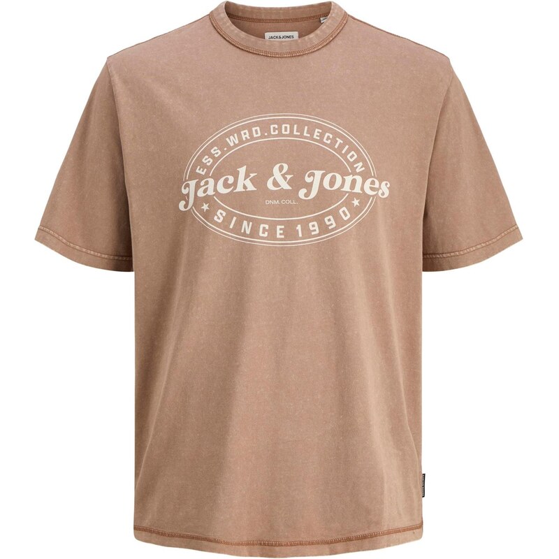 JACK & JONES Tričko JJEDover svetlohnedá / šedobiela 64390101