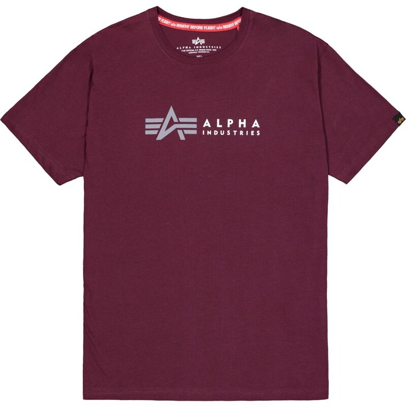 ALPHA INDUSTRIES Tričko sivá / tmavočervená / biela 64390153