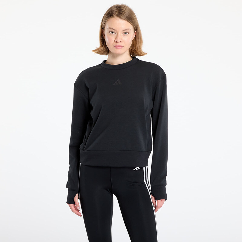 adidas Performance Mikina adidas Designed-for-Training Warm-Up Crewneck Sweatshirt Black/ Victory Blue/ Magic Beige L