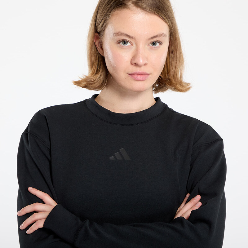 adidas Performance Mikina adidas Designed-for-Training Warm-Up Crewneck Sweatshirt Black/ Victory Blue/ Magic Beige L