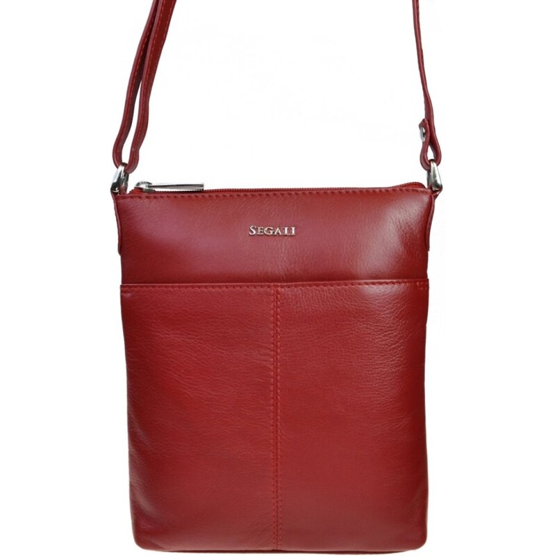 SEGALI Dámska kožená taška cez rameno SG-27001 červená 11396276