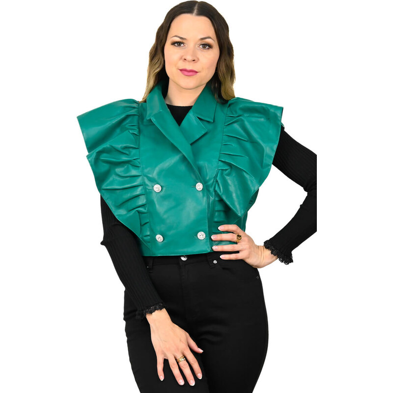 E-shop Koženková vesta s volánmi Fea