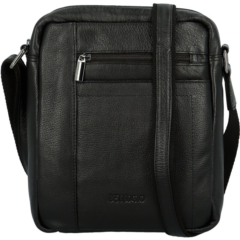 Trendy pánska kožená crossbody taška Bellugio Sakis, čierna 66614822