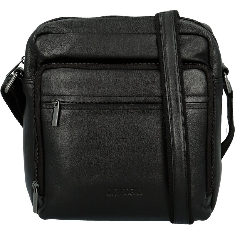 Módna pánska kožená crossbody taška Bellugio Hagar, čierna 66614820