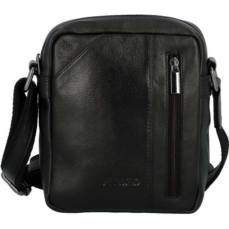 Trendy pánska kožená crossbody taška Bellugio Kaan, čierna 66436451