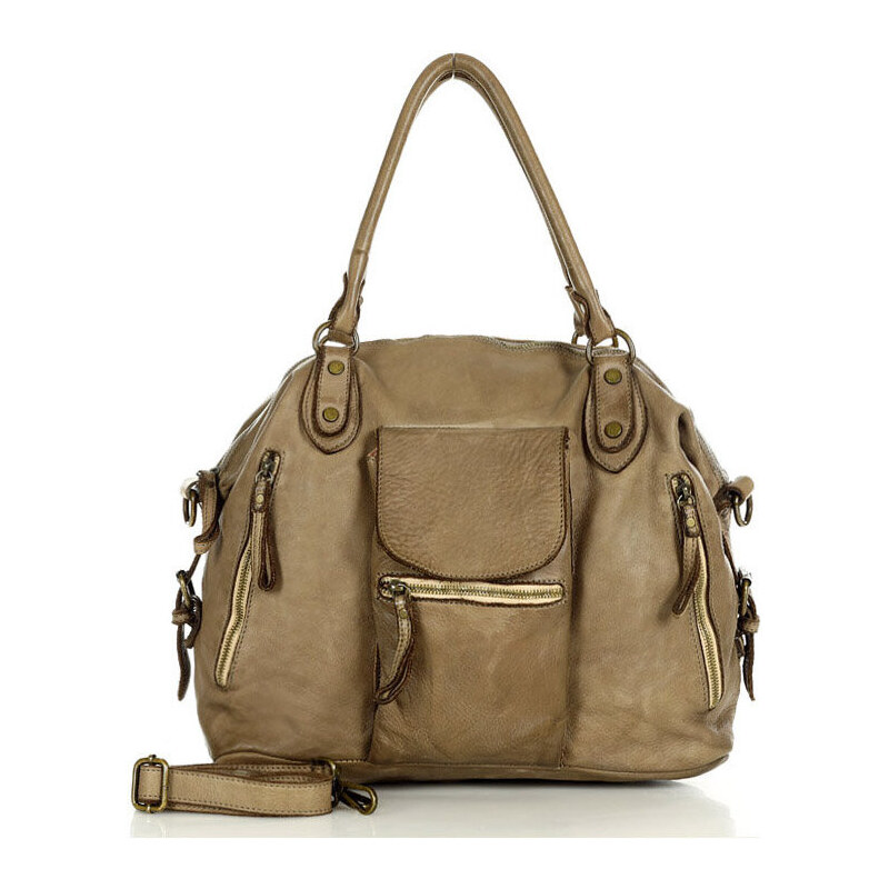 MARCO MAZZINI Dámska kožená taška handmade | béžová taupe V189d 64409242