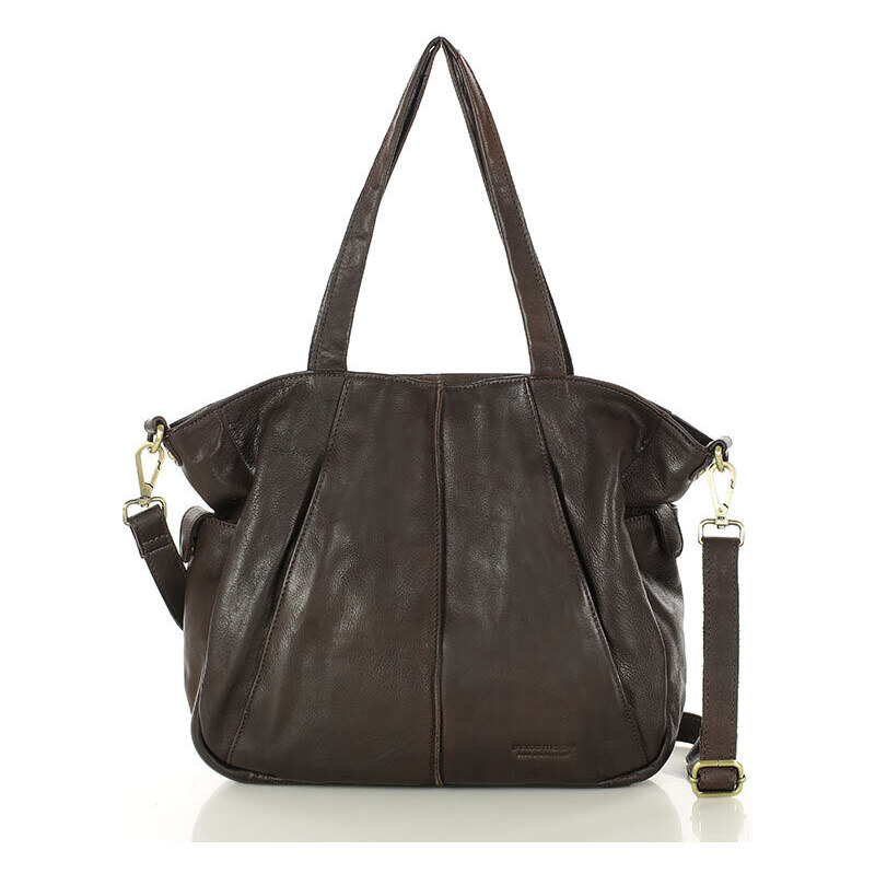 MARCO MAZZINI Mäkká kožená shopper taška | tmavohnedá vs116c 64409243