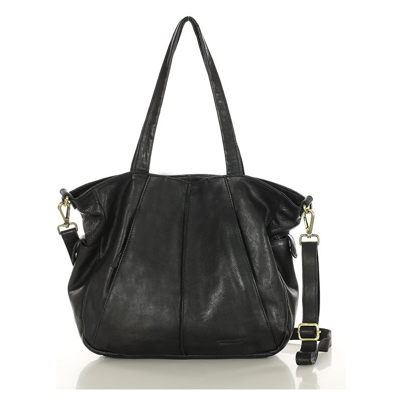 MARCO MAZZINI Mäkká kožená shopper taška | čierna vs116a 64409244